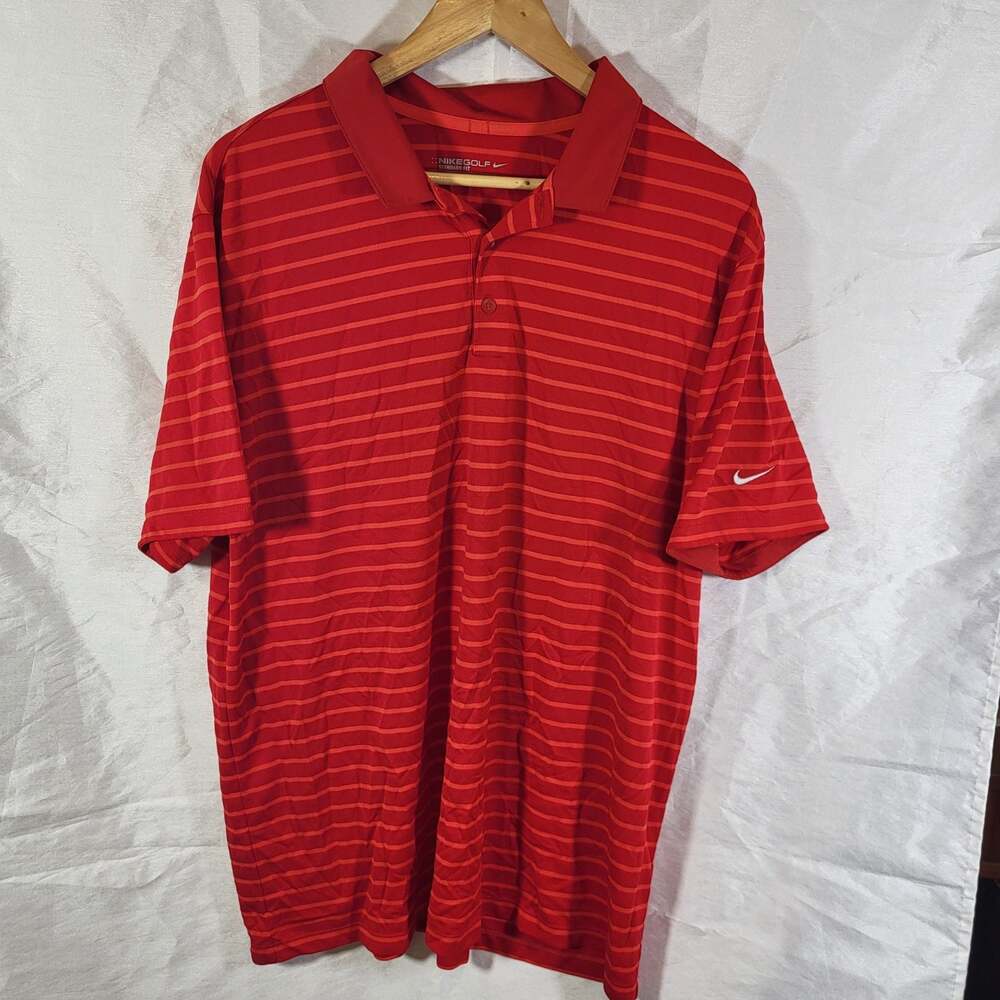 Nike Golf Dri-Fit Striped Polo Shirt Red XL